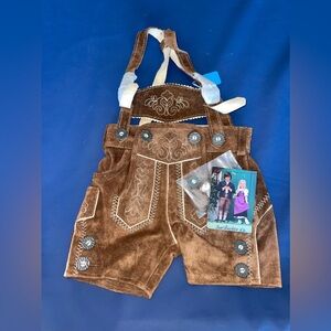 ISAR TRACHTEN VINTAGE CHILDENS BROWN SUEDE LEDERHOSEN SZ68